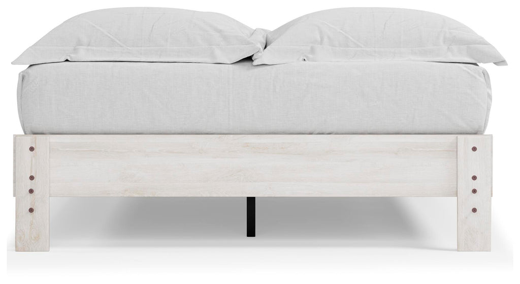 Shawburn Queen Platform Bed in Whitewash, back view