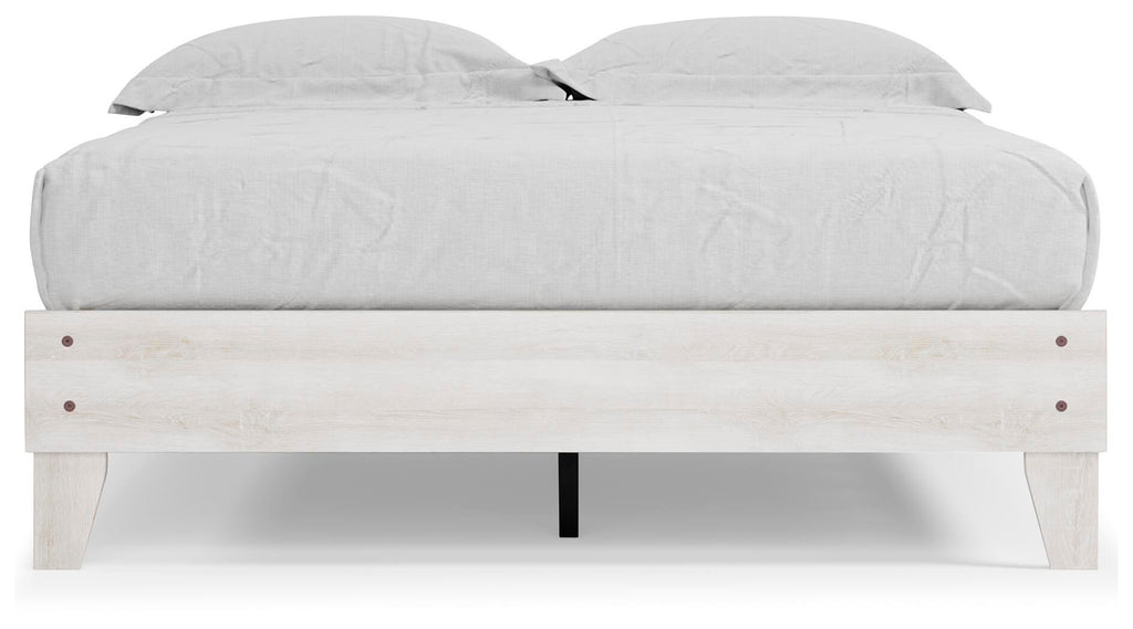 Shawburn Queen Platform Bed in Whitewash, front view