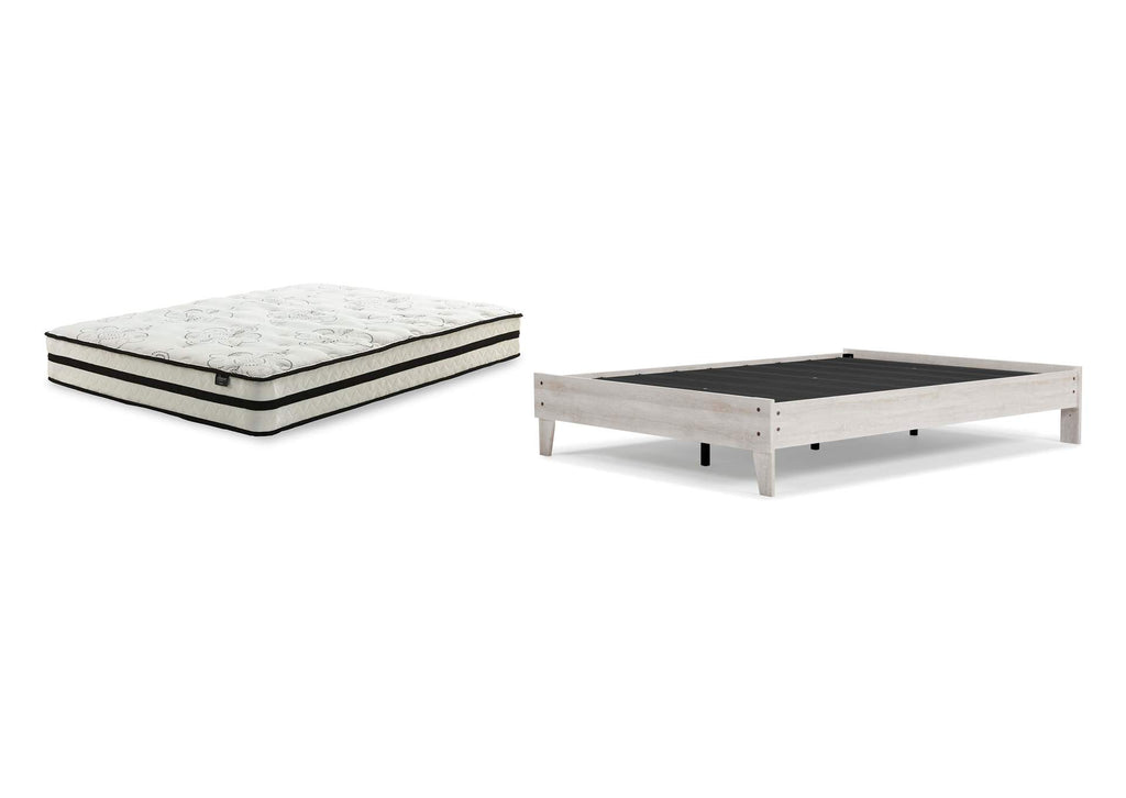 Shawburn Queen Platform Bed with Chime 10 Inch Medium Hybrid Mattress
