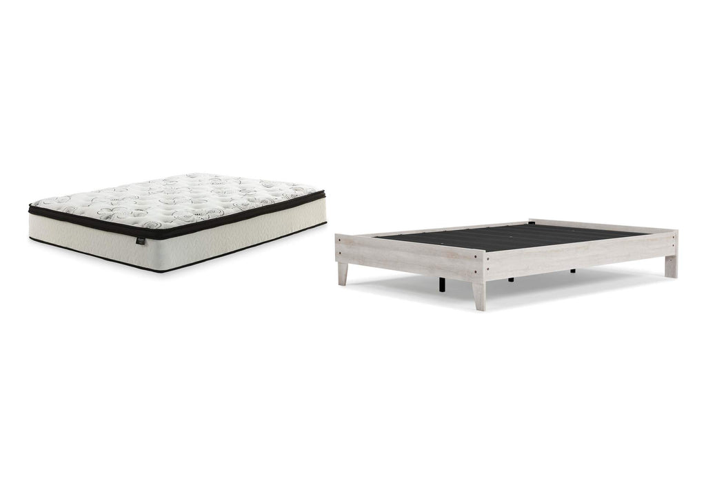 Shawburn Queen Platform Bed with Chime 12 Inch Plush Hybrid Queen Mattress