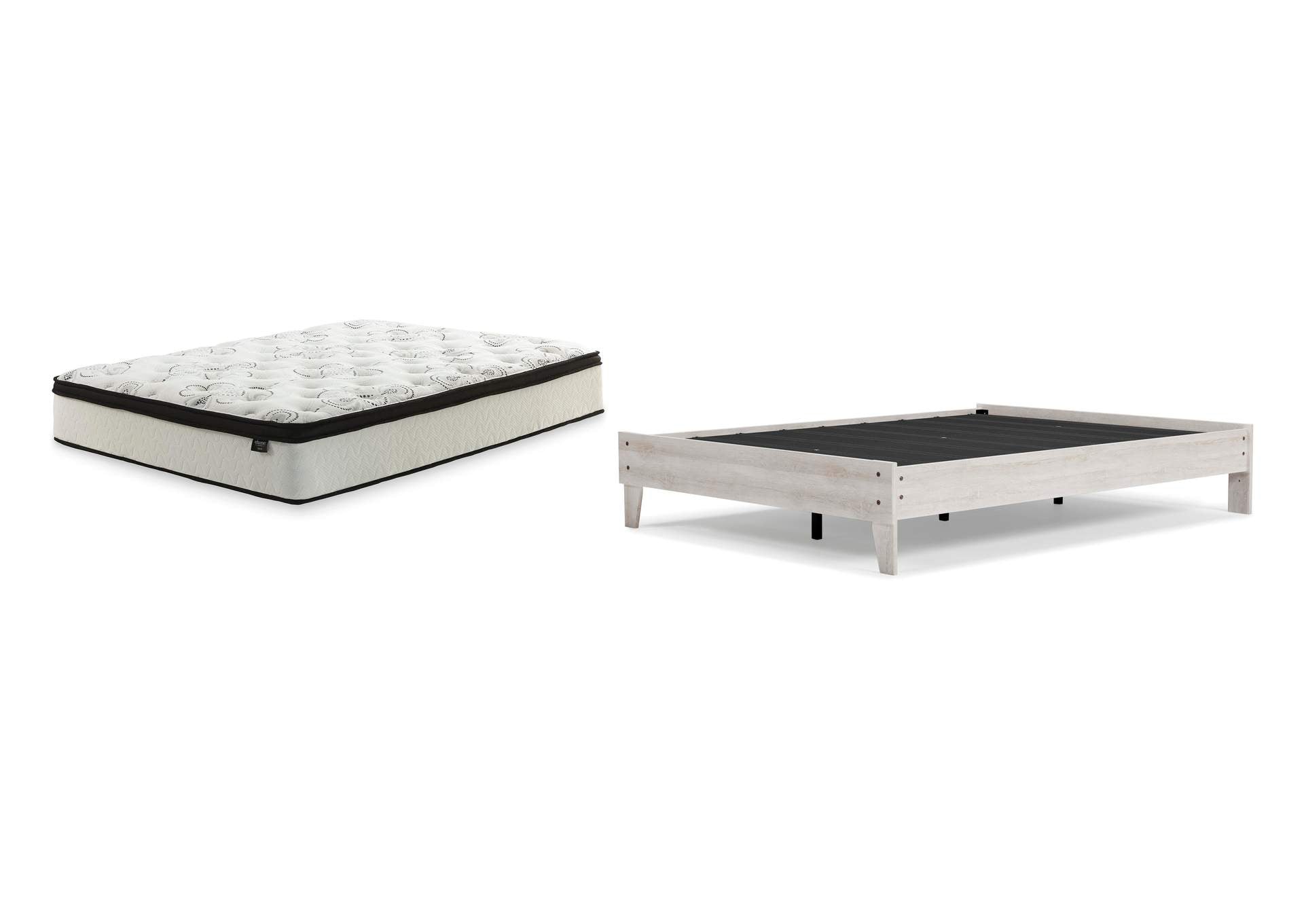 Shawburn Queen Platform Bed with Chime 12 Inch Plush Hybrid Queen Mattress
