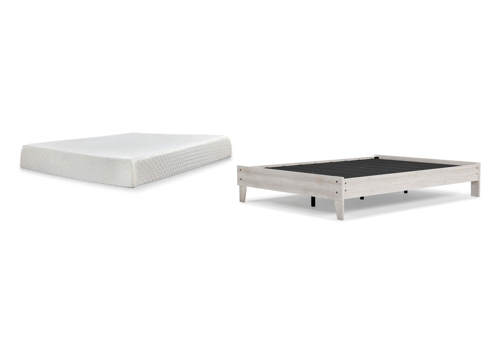 Shawburn Queen Platform Bed with Chime 10 Inch Firm Memory Foam Mattress