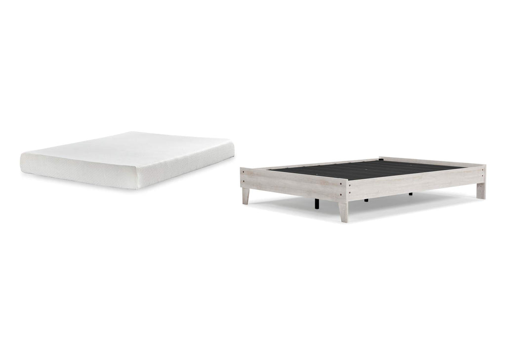 Shawburn Queen Platform Bed with Chime 8 Inch Medium Memory Foam Mattress