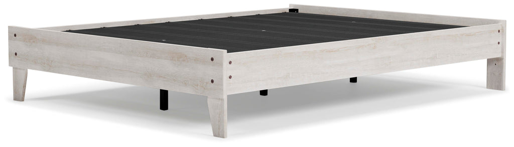 Shawburn Queen Platform Bed in Whitewash, angle view