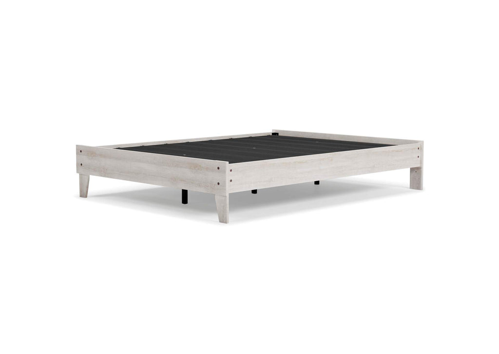 Shawburn Queen Platform Bed with Chime 10 Inch Firm Memory Foam Mattress angled view