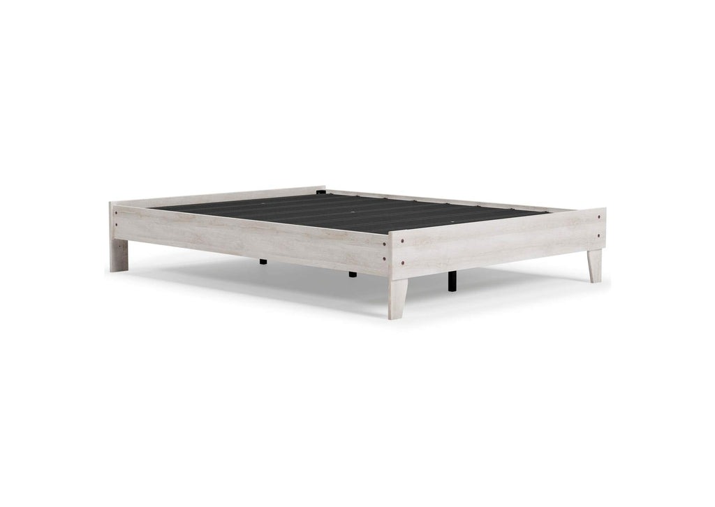 Shawburn Queen Platform Bed with Chime 8 Inch Medium Memory Foam Mattress angled view