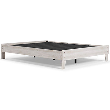 Shawburn Queen Platform Bed in Whitewash, angle view