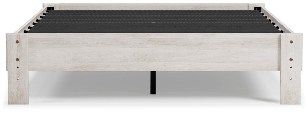 Shawburn Queen Platform Bed in Whitewash, back view