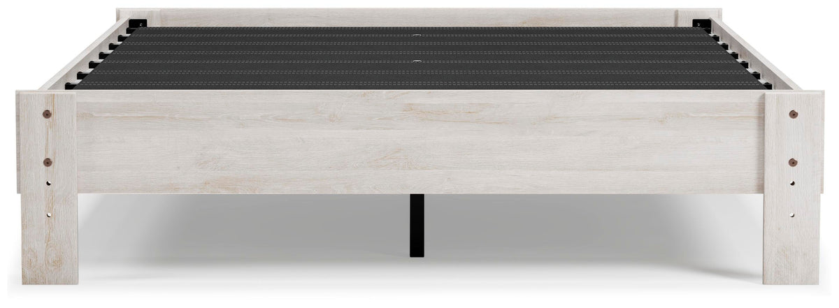 Shawburn Queen Platform Bed in Whitewash, back view