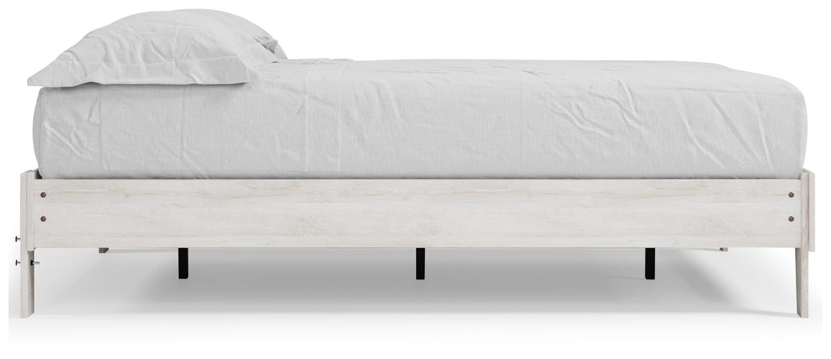 Shawburn Queen Platform Bed in Whitewash, side view
