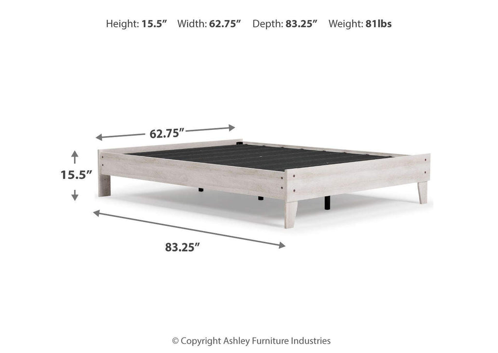 Shawburn Queen Platform Bed with Dresser and 2 Nightstands dimensions