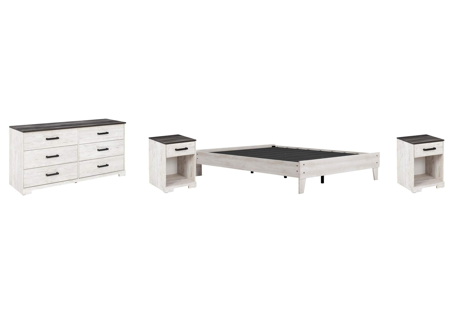 Shawburn Queen Platform Bed with Dresser and 2 Nightstands