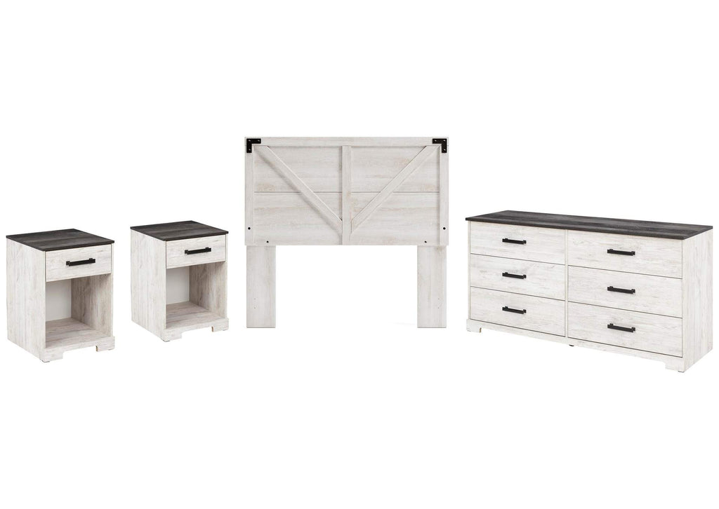 Shawburn Full Crossbuck Panel Headboard, Dresser and 2 Nightstands