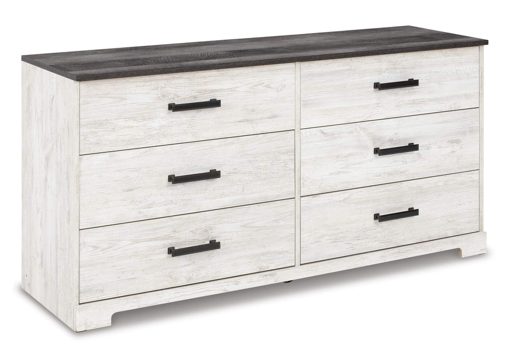 Shawburn Full Platform Bed with Dresser and 2 Nightstands angled view