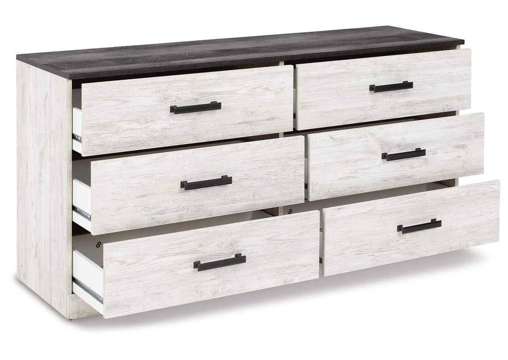 Shawburn Full Crossbuck Panel Headboard, Dresser and 2 Nightstands angled view
