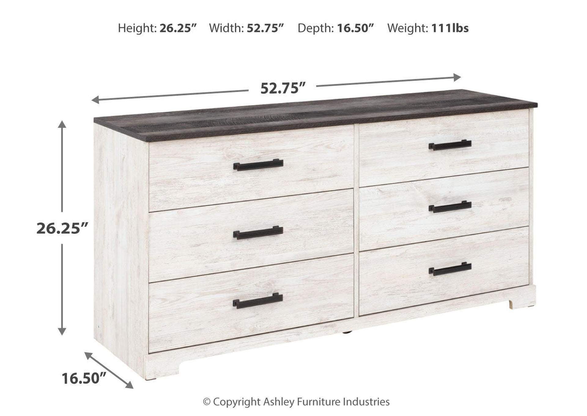 Shawburn Queen Platform Bed with Dresser and 2 Nightstands dimensions
