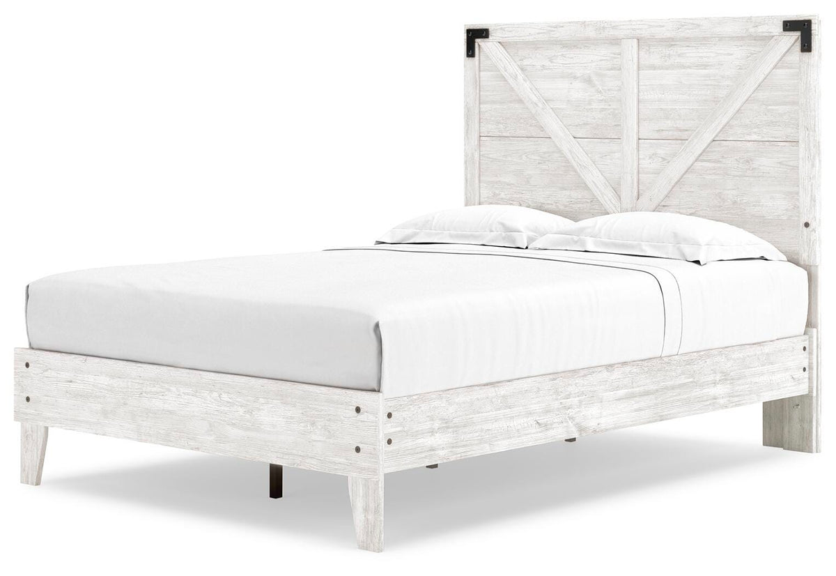 Shawburn Full Crossbuck Panel Platform Bed in White/Dark Charcoal Gray, angle view