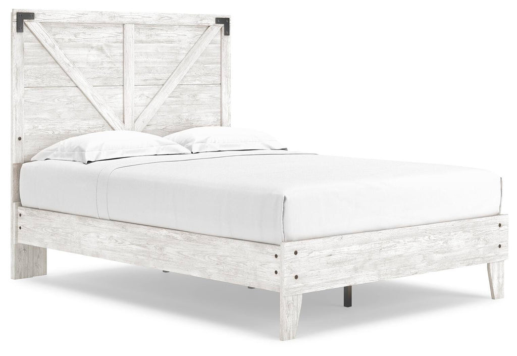 Shawburn Full Crossbuck Panel Platform Bed in White/Dark Charcoal Gray, angle view