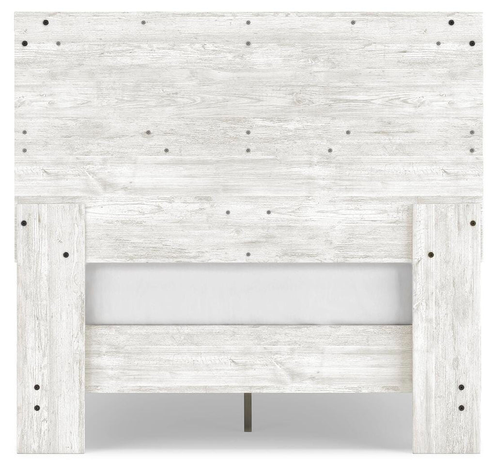 Shawburn Full Crossbuck Panel Platform Bed in White/Dark Charcoal Gray, back view