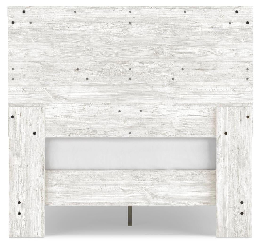 Shawburn Full Crossbuck Panel Platform Bed in White/Dark Charcoal Gray, back view