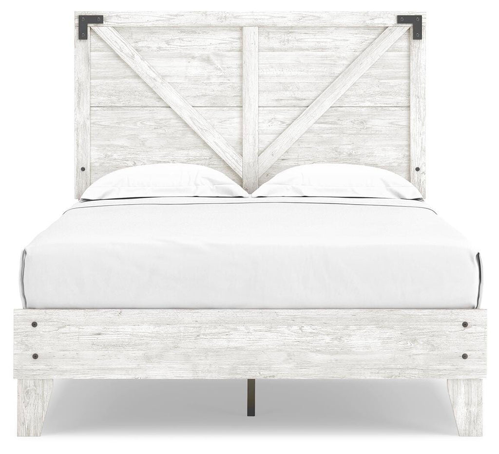 Shawburn Full Crossbuck Panel Platform Bed in White/Dark Charcoal Gray, front view