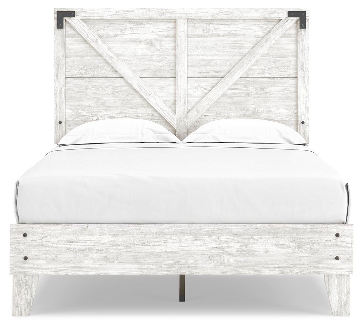 Shawburn Full Crossbuck Panel Platform Bed in White/Dark Charcoal Gray, front view
