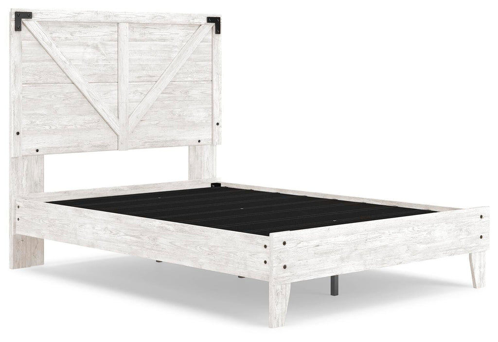 Shawburn Full Crossbuck Panel Platform Bed in White/Dark Charcoal Gray, angle view