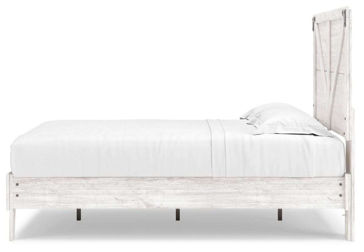 Shawburn Full Crossbuck Panel Platform Bed in White/Dark Charcoal Gray, alternate side view