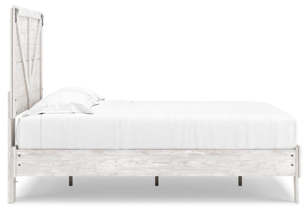 Shawburn Full Crossbuck Panel Platform Bed in White/Dark Charcoal Gray, side view