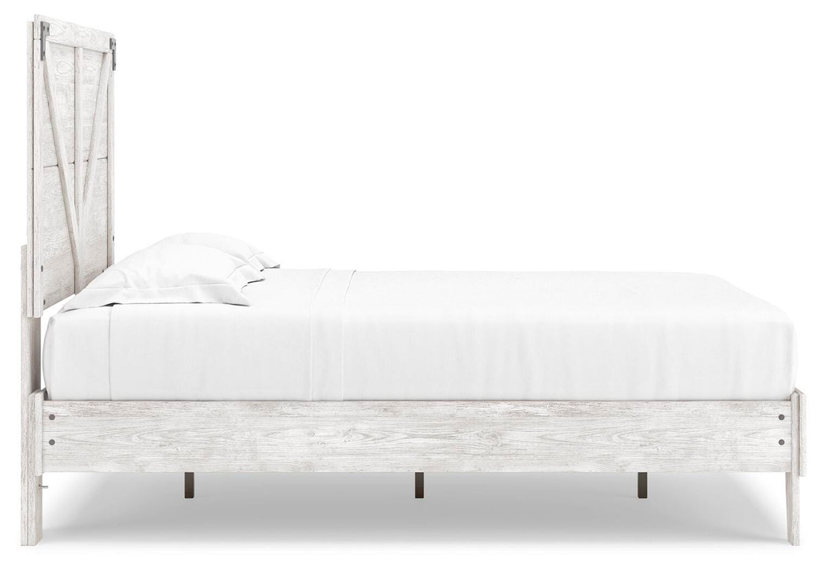 Shawburn Full Crossbuck Panel Platform Bed in White/Dark Charcoal Gray, side view