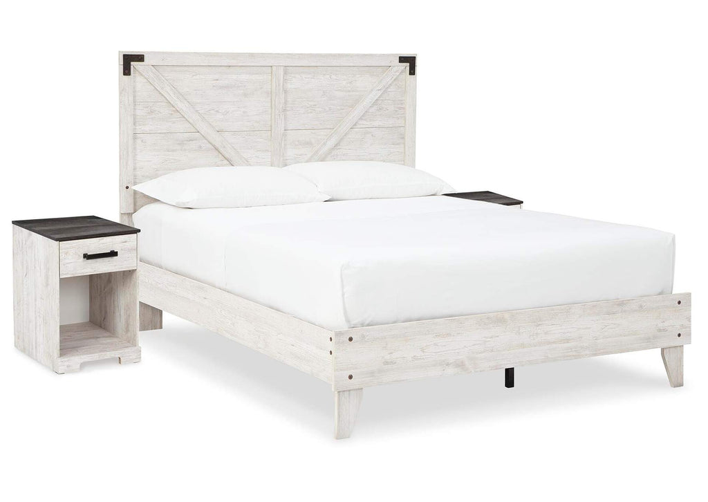 Shawburn Queen Panel Platform Bed with 2 Nightstands