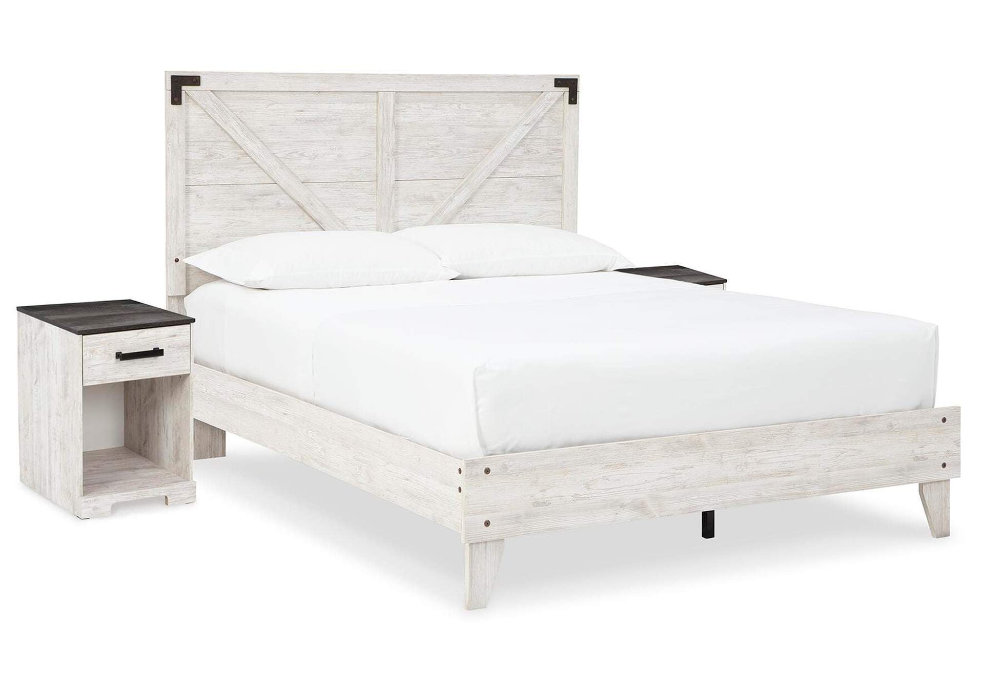 Shawburn Queen Panel Platform Bed with 2 Nightstands