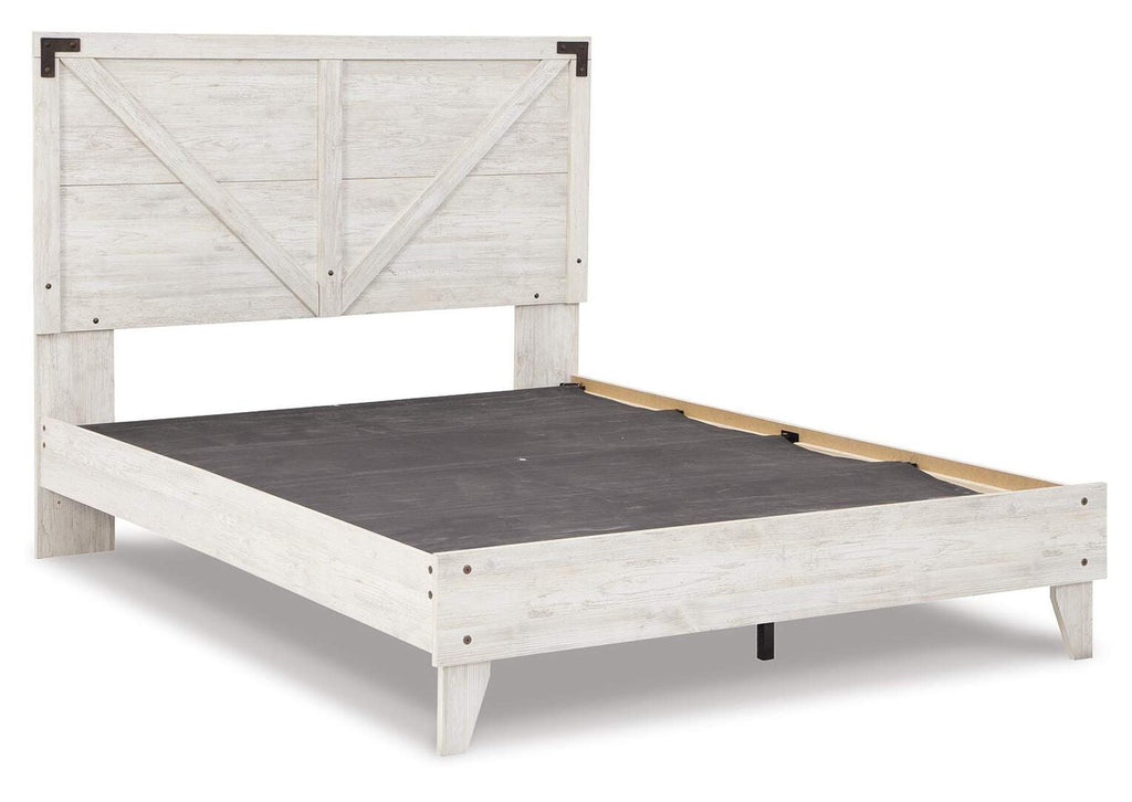 Shawburn Queen Platform Bed with Dresser and Chest angled view
