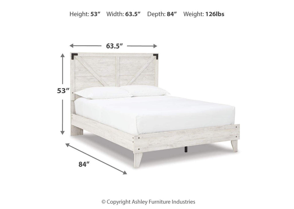 Shawburn Queen Panel Platform Bed with 2 Nightstands dimensions