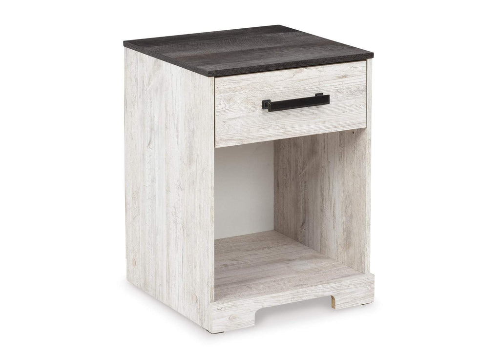 Shawburn Queen Platform Bed with Dresser and 2 Nightstands angled view