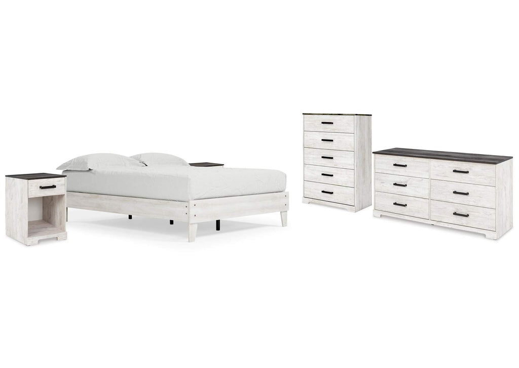 Shawburn Queen Platform Bed with Dresser, Chest and 2 Nightstands