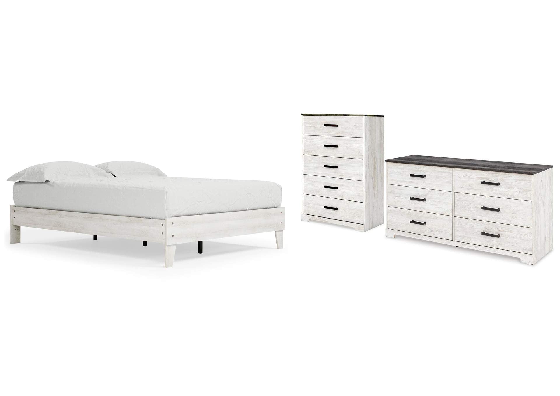 Shawburn Queen Platform Bed with Dresser and Chest