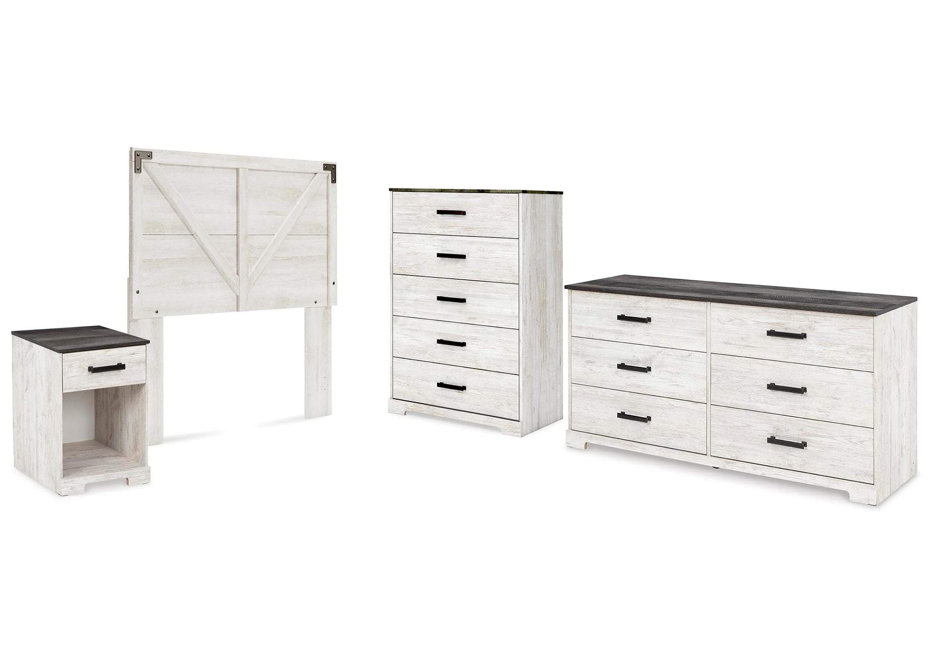 Shawburn Full Panel Headboard with Dresser, Chest and Nightstand