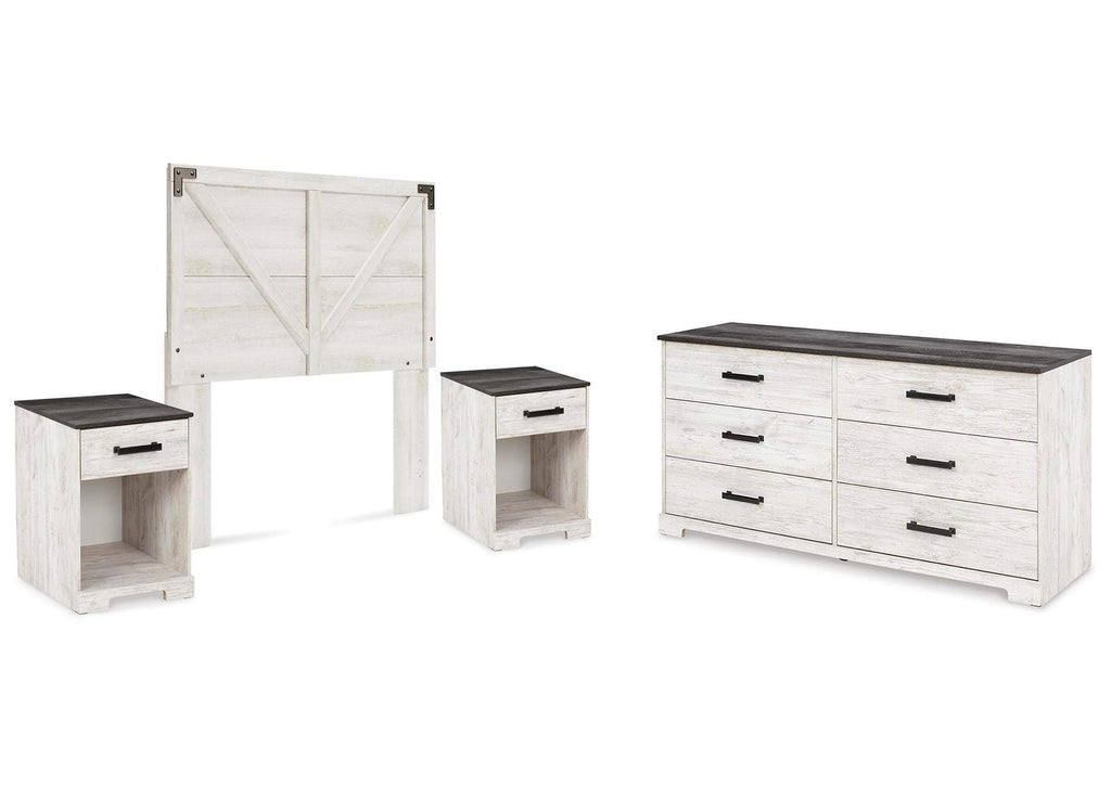 Shawburn Full Panel Headboard with Dresser and 2 Nightstands