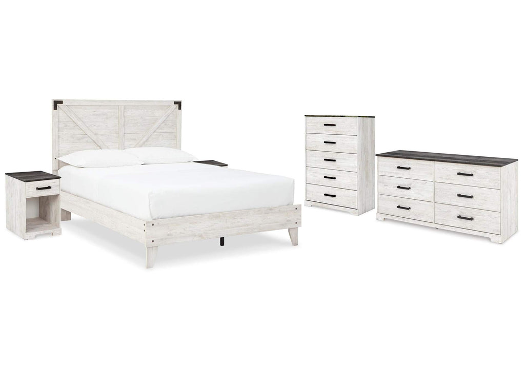 Shawburn Queen Platform Bed with Dresser, Chest and 2 Nightstands