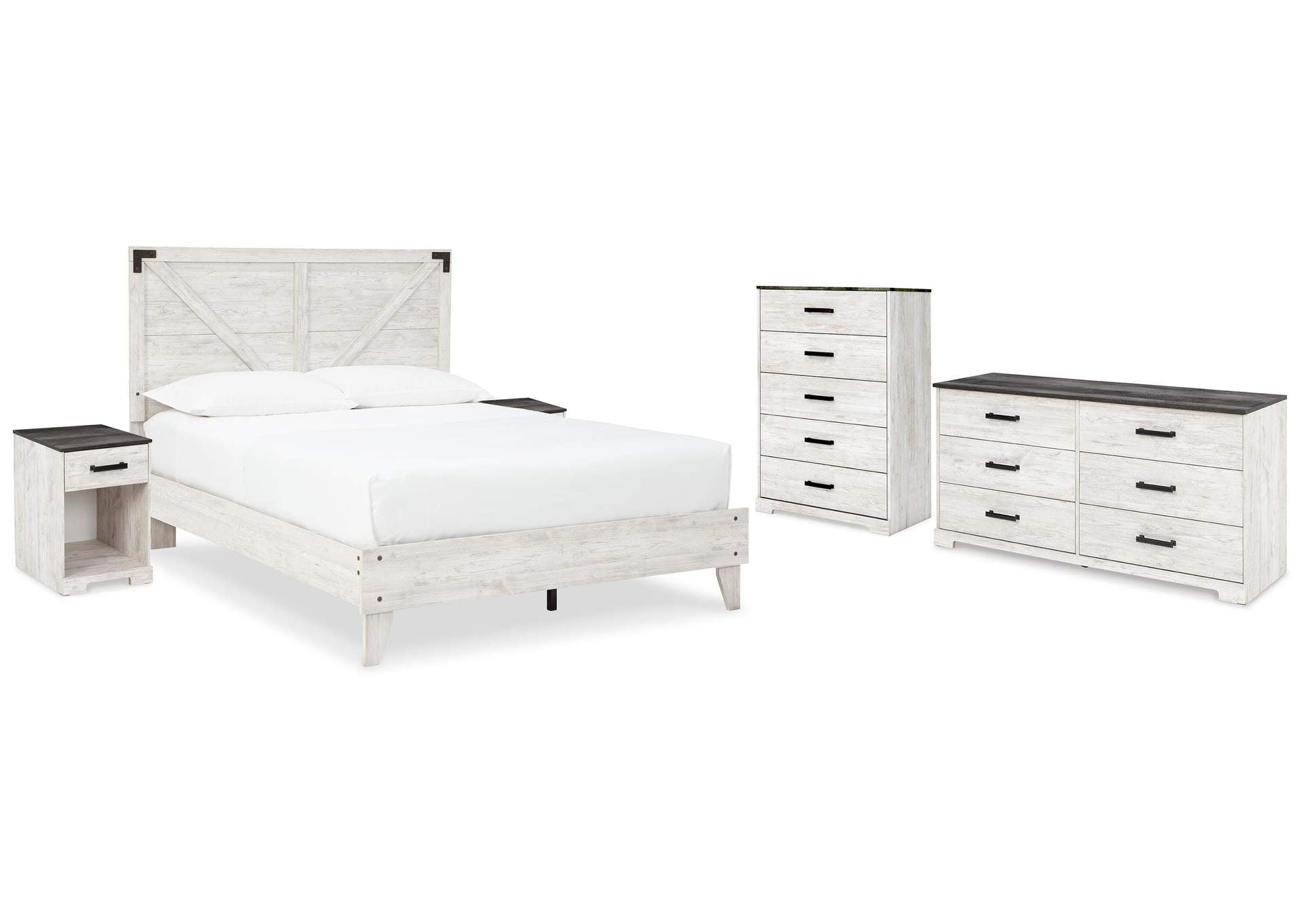 Shawburn Queen Platform Bed with Dresser, Chest and 2 Nightstands