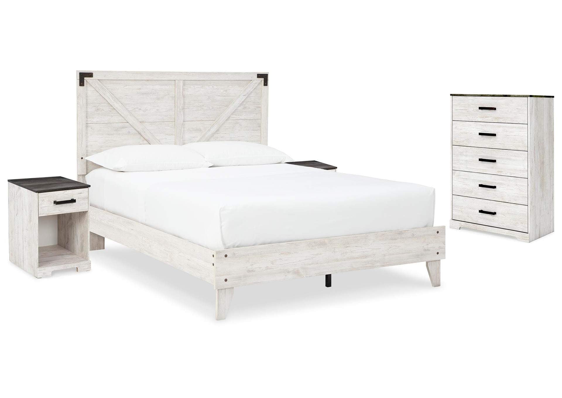 Shawburn Queen Platform Bed with Dresser and Chest