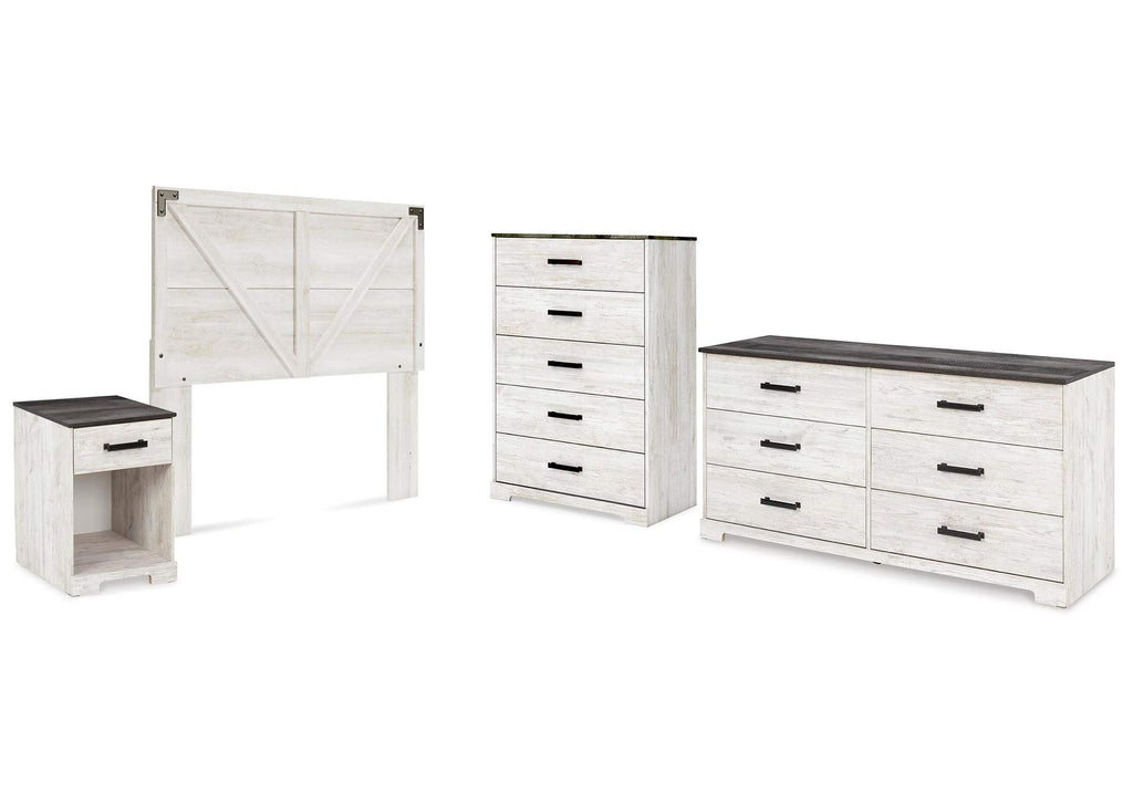 Shawburn Queen Panel Headboard with Dresser, Chest and Nightstand
