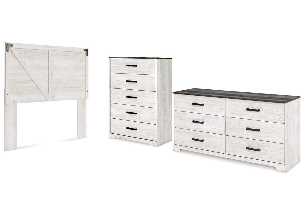 Shawburn Queen Panel Headboard with Dresser and Chest