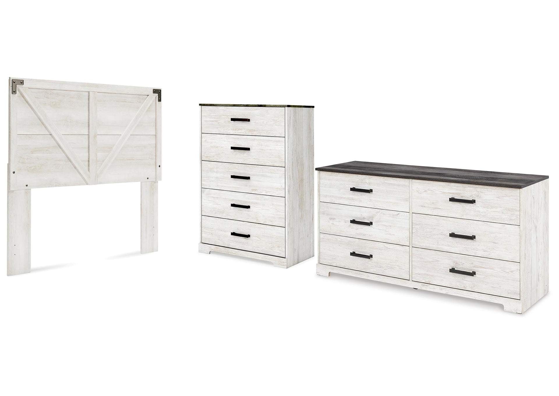 Shawburn Queen Panel Headboard with Dresser and Chest