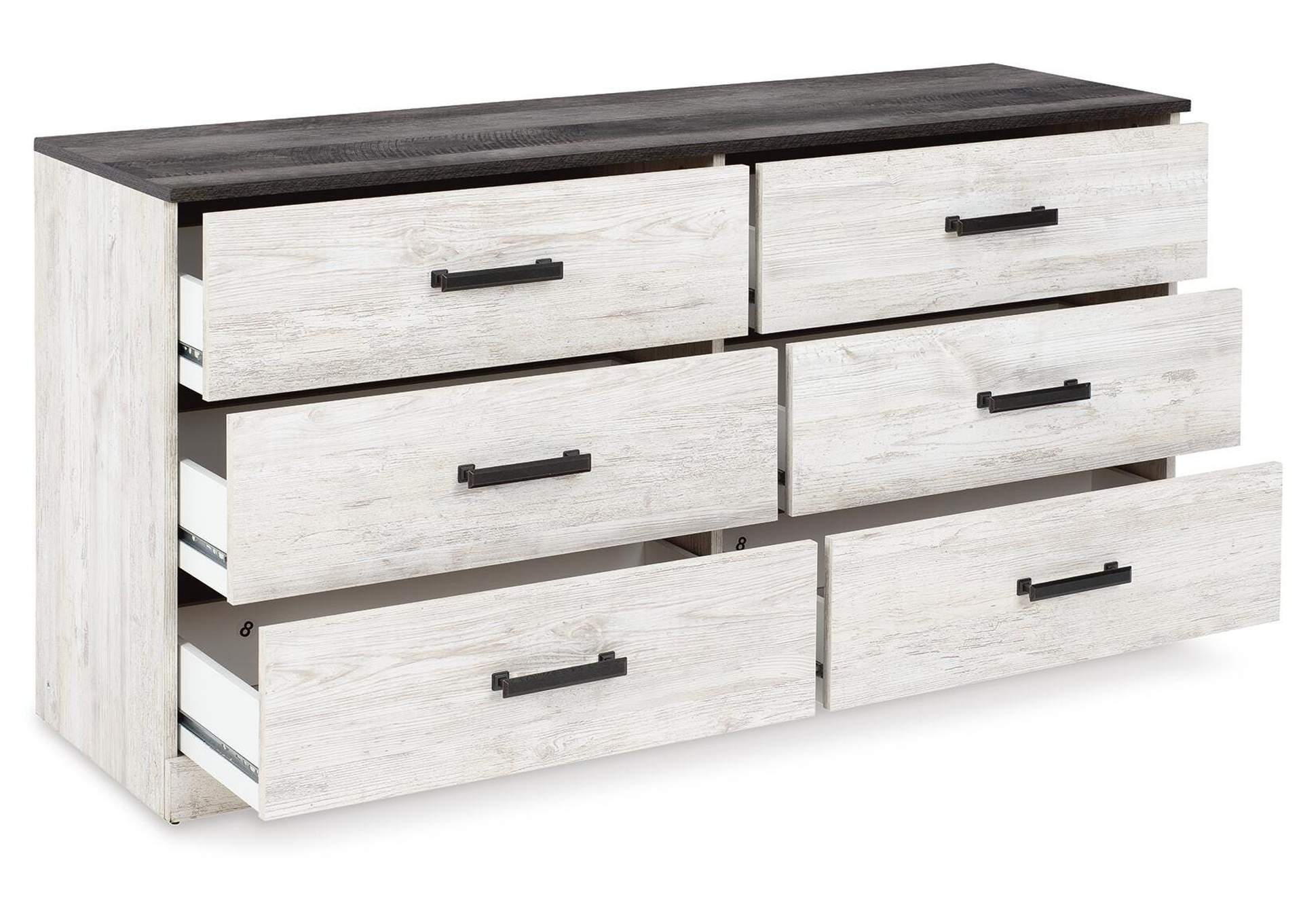 Shawburn Queen Crossbuck Panel Platform Bed, Dresser and 2 Nightstands angled view