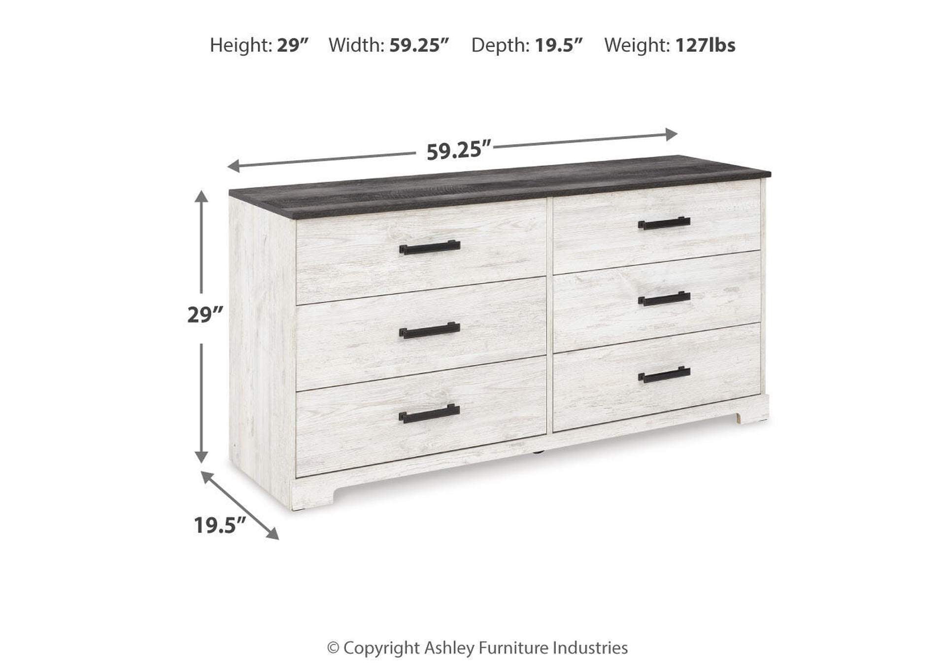 Shawburn Queen Platform Bed with Dresser and 2 Nightstands dimensions