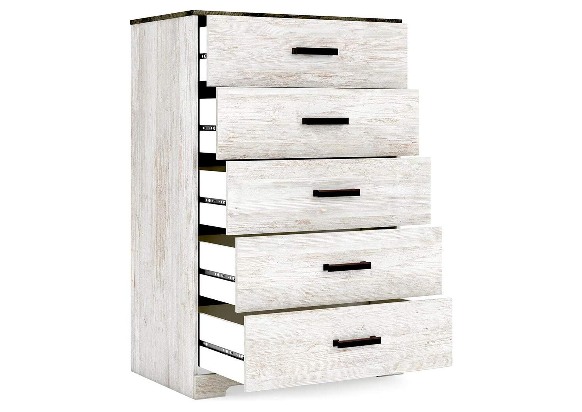 Shawburn Full Platform Bed with Dresser, Chest and Nightstand angled view