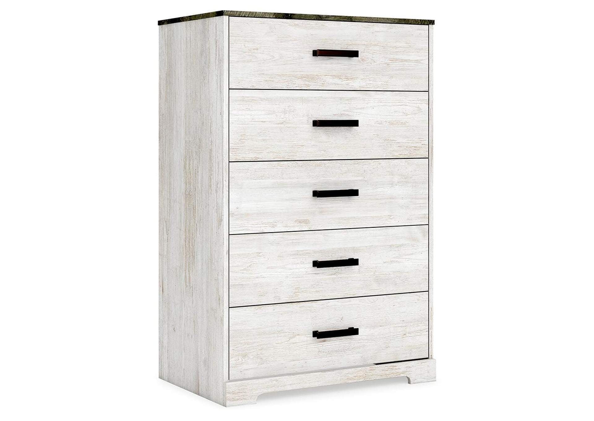 Shawburn Queen Platform Bed with Dresser and Chest angled view