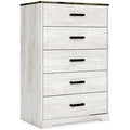 Shawburn Chest of Drawers in Whitewash/Charcoal Gray, angle view